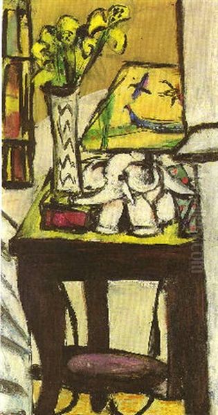 Stilleben Mit Nachtlampe Oil Painting by Max Beckmann