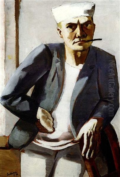 Selbstbildnis Mit Weisser Mutze Oil Painting by Max Beckmann