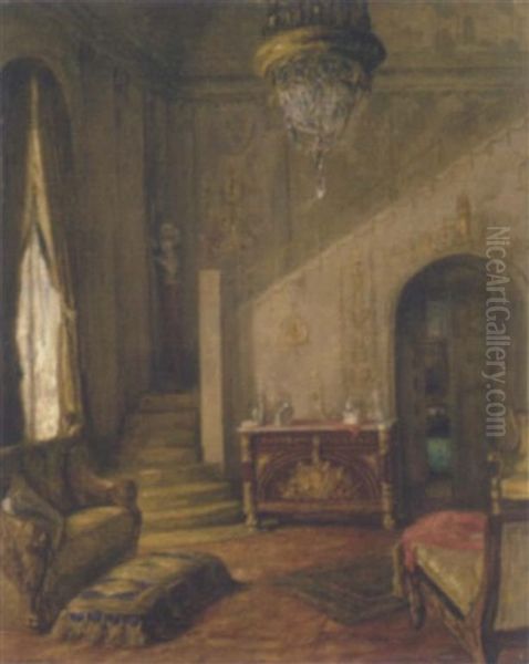 Interieur Oil Painting by Wilhelm Beckmann