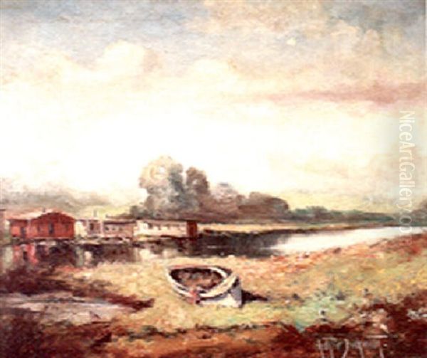 Greenbrae Slough Oil Painting by Arthur Beckwith