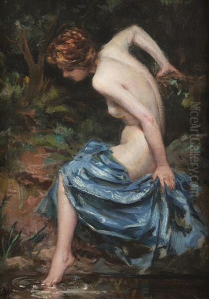 A Naiad Oil Painting by James Carroll Beckwith