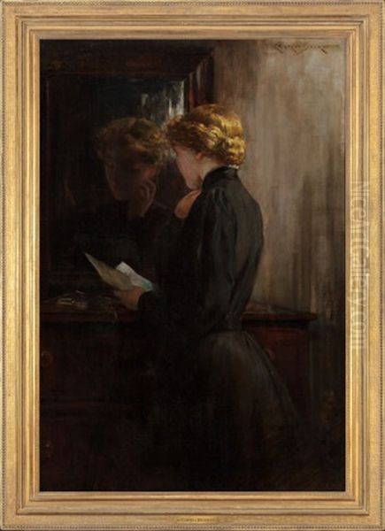 Grandmother's Love Letters, Circa 1895 Oil Painting by James Carroll Beckwith