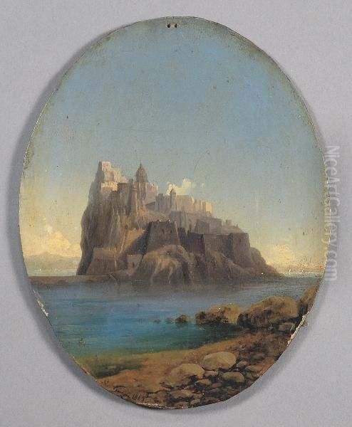 Il Castello Aragonese Ad Ischia Oil Painting by Guido Agostini