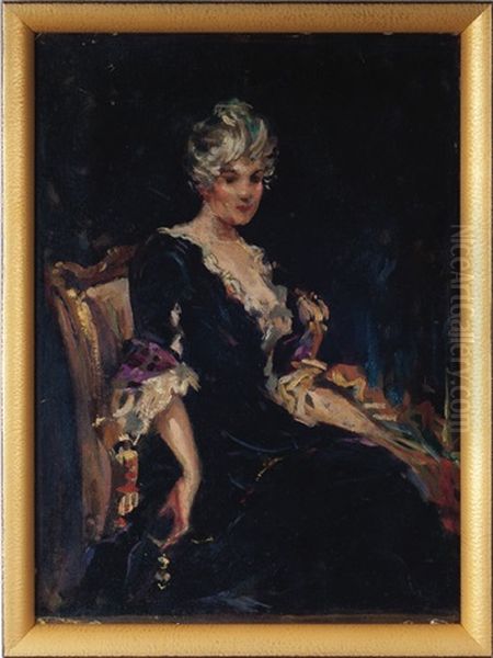 Portrait Of Miss Nellie O. Pevear (sketch) Oil Painting by James Carroll Beckwith