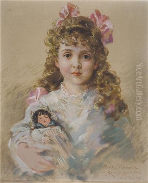 Little Girl With Her Dolll Oil Painting by James Carroll Beckwith