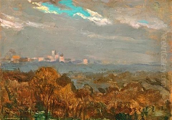 Central Park From My Window, After A Rain Oil Painting by James Carroll Beckwith