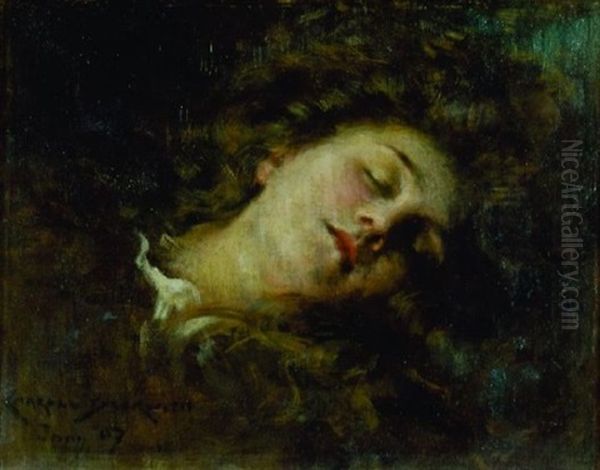 Sleeping Woman Oil Painting by James Carroll Beckwith