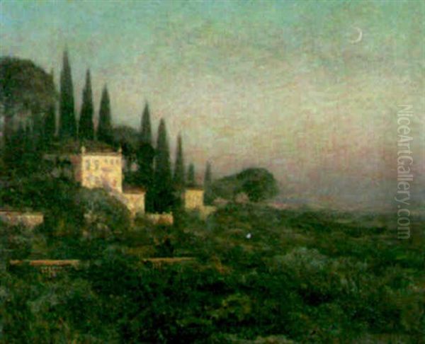 Twilight, Villa Rurpon, Florence Oil Painting by James Carroll Beckwith