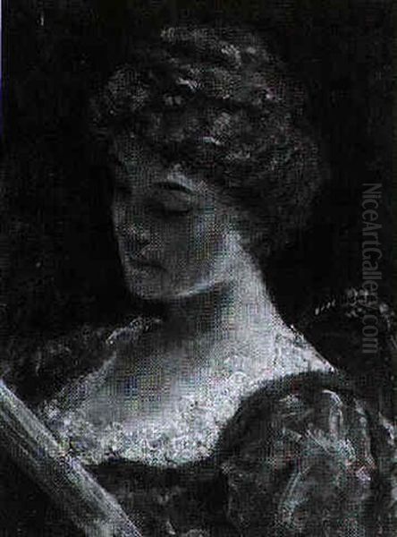 Girl Reading Oil Painting by James Carroll Beckwith