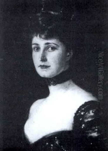 Portrait Of Mrs. Leland E. Cofer Oil Painting by James Carroll Beckwith