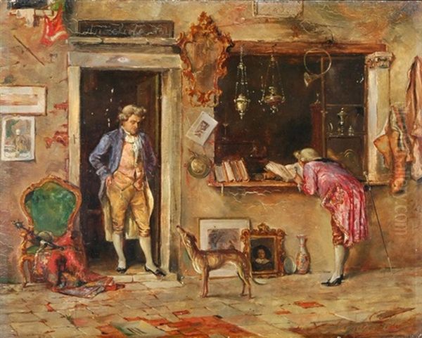 Beim Antiquar Oil Painting by Giulio Beda