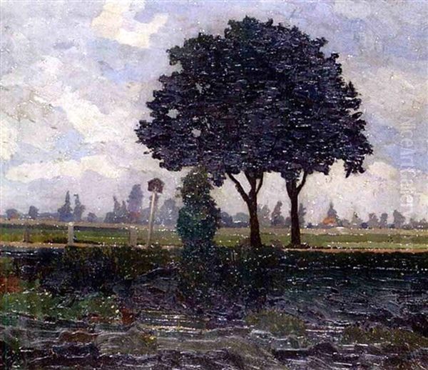 Landschaft Vor Dachau Oil Painting by Giulio Beda