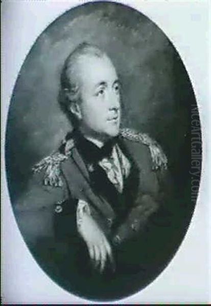 Portrait Of General, John Murray, Bust Length In Military   Uniform, His Arm Resting On A Rock Oil Painting by Thomas Beech