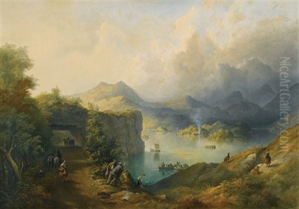 Upper Lake, Killarney, Taken From The Tunnel Oil Painting by Richard Brydges Beechey