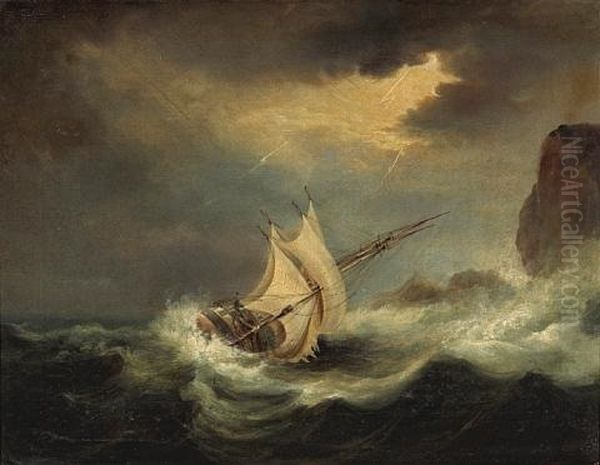 Losing A Sail (+ Keeling Over; Pair) Oil Painting by Richard Brydges Beechey