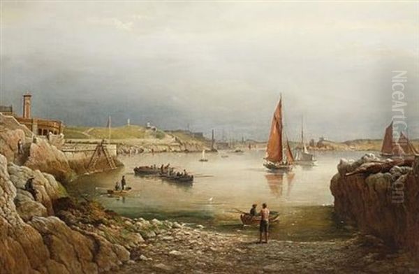 A Lazy Afternoon Off Plymouth Hoe Oil Painting by Richard Brydges Beechey