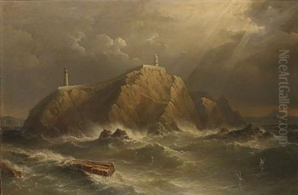 Eagle Island Off Erris Head, W. Coast Of Ireland Oil Painting by Richard Brydges Beechey