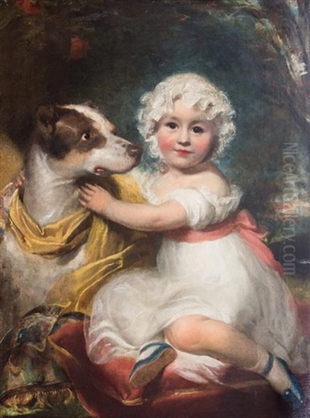 Young Girl With Hound Oil Painting by Sir William Beechey