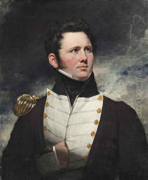 Portrait Of A Lieutenant Of The Royal Navy, Half Length Oil Painting by Sir William Beechey