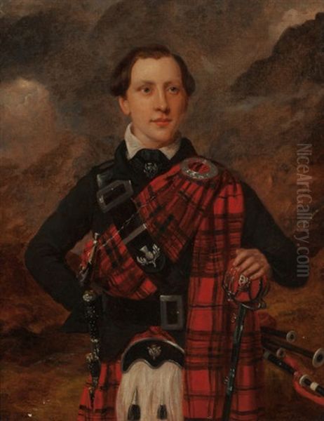 Young Man In Scotch Plaid, Circa 1780 Oil Painting by Sir William Beechey