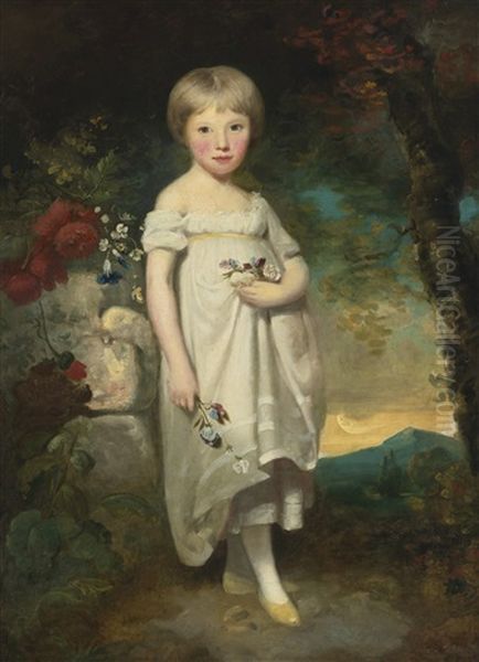 Portrait Of Miss Elizabeth Buckler Standing In A Landscape Oil Painting by Sir William Beechey