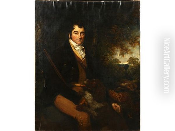 Portrait Of A Gentleman, Said To Be Henry Woodgate Of Spring Grove (1771 -1818), Three-quarter-length, With A Gun And Dog Oil Painting by Sir William Beechey