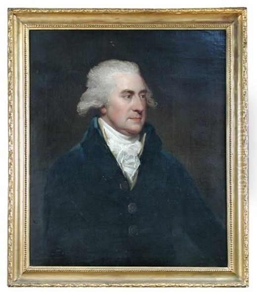 Portrait Of George Livius (1743-1816), Quarter Length, In Blue With A White Stock And Powdered Hair Oil Painting by Sir William Beechey