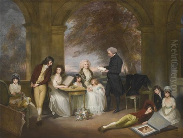 Portrait Of Archdeacon Strachey And His Family Oil Painting by Sir William Beechey