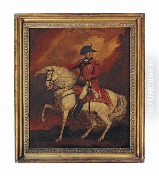 An Equestrian Portrait Of George Iii (1738-1820), In Uniform, Wearing The Star Of The Garter by Sir William Beechey