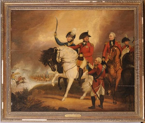 George Iii Reviewing The 3rd/prince Of Wales' Dragoon Guards And The 10th/prince Of Wales' Light Dragoons Oil Painting by Sir William Beechey