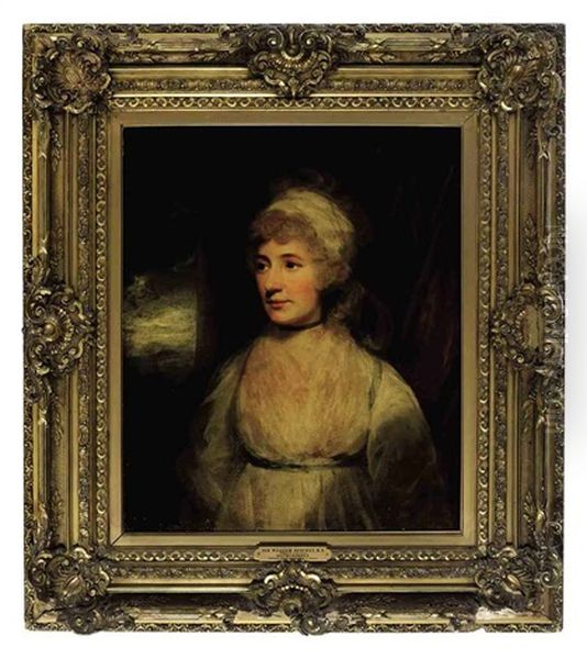 Portrait Of Mrs Humphrey, Wearing A White Dress Oil Painting by Sir William Beechey