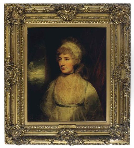 Portrait Of Mrs Humphrey, Wearing A White Dress Oil Painting by Sir William Beechey