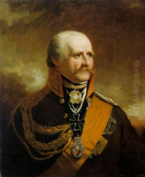 Portrait Of Field Marshal Blucher Oil Painting by Sir William Beechey