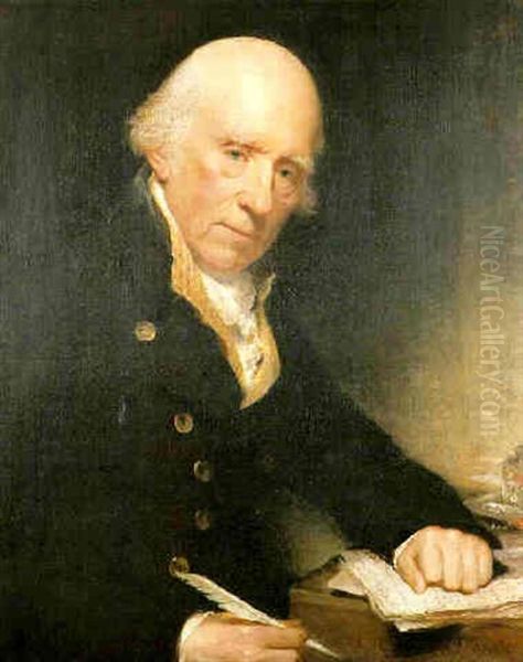 Portrait Of Warren Hastings, Seated Half-length At Desk Holding A Quill Pen... Oil Painting by Sir William Beechey