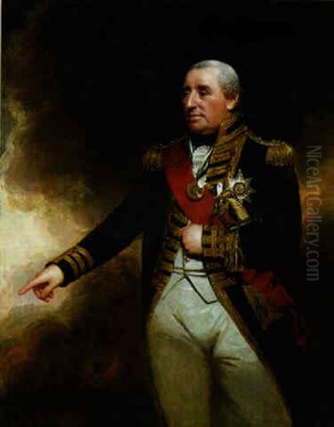 Portrait Of Admiral Sir John Thomas Duckworth Bt. In Naval Uniform Oil Painting by Sir William Beechey