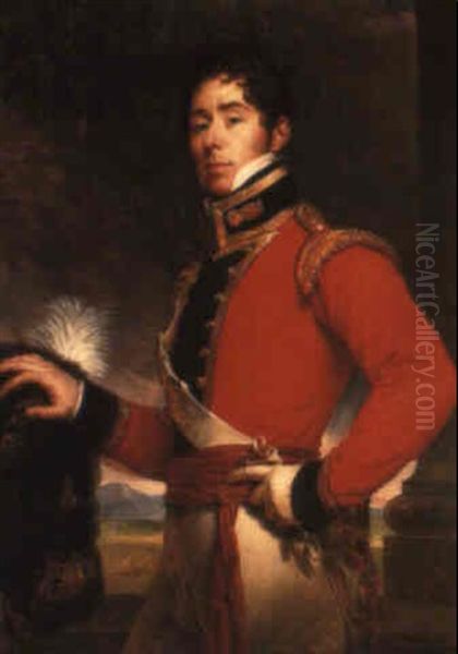 Portrait Of Viscount Hill, Standing Three-quarter Length Oil Painting by Sir William Beechey