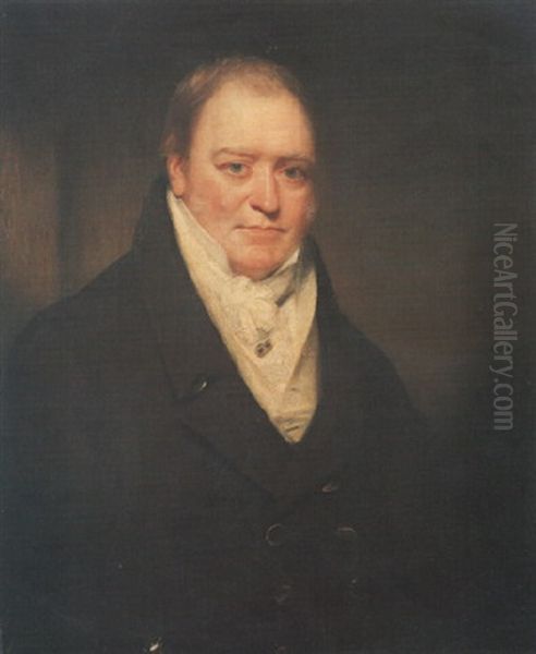 Portrait Of Thomas Kite, Half Length, Wearing A Brown Jacket, White Waistcoat And Cravat Oil Painting by Sir William Beechey