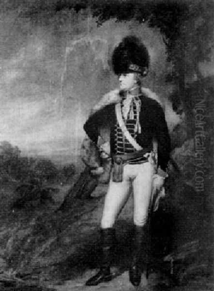 Lt. Col. Boyce In Military Uniform With Landscape Beyond Oil Painting by Sir William Beechey