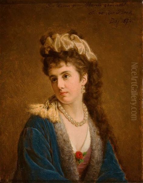 Portrait Einer Jungen Hubschen Frau Mit Perlschmuck Oil Painting by Theodor Von Der Beek