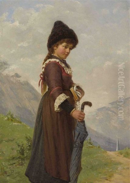 Madchen Aus Dem Wipptal Oil Painting by Theodor Von Der Beek