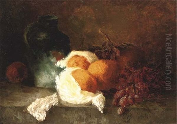 Oranges On A Ledge Oil Painting by Maria (Johanna Jacoba Gerard Beelaerts van Bloklan