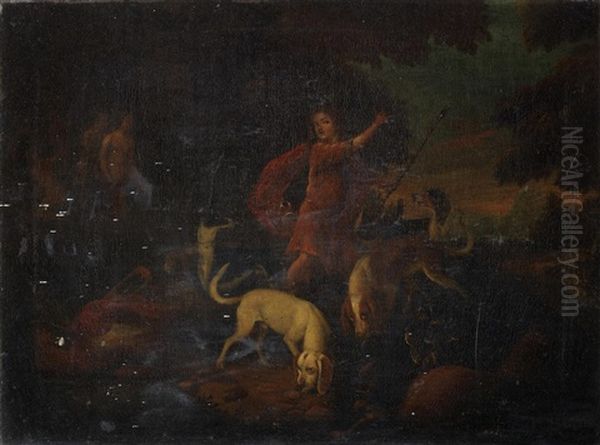 Diana And Actaeon; And A Hunting Scene (2) Oil Painting by Adriaen Cornelisz Beeldemaker