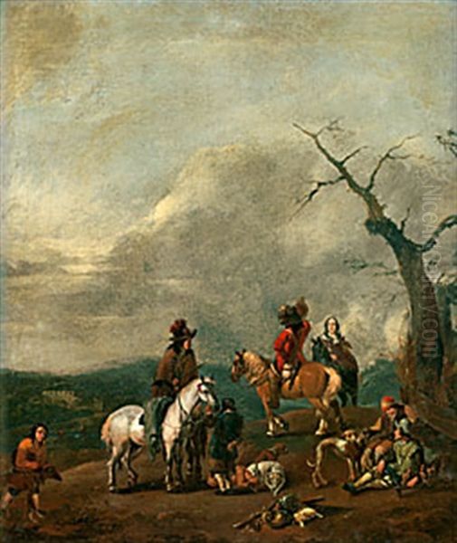 Rastande Jaktsallskap Oil Painting by Adriaen Cornelisz Beeldemaker