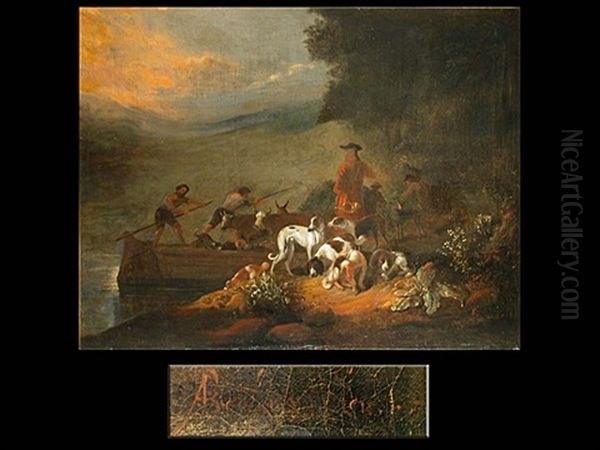 Jagdgesellschaft Bei Der Uberfahrt Oil Painting by Adriaen Cornelisz Beeldemaker