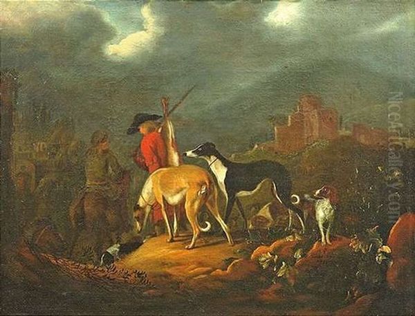 Die Ruckkehr Der Jager Mit Ihrer Beute Und Den Hunden Oil Painting by Adriaen Cornelisz Beeldemaker