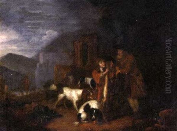 Returning From The Hunt Oil Painting by Adriaen Cornelisz Beeldemaker