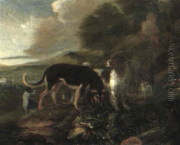 Landscape With Dogs Oil Painting by Adriaen Cornelisz Beeldemaker