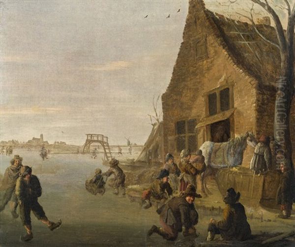 Winter Landscape With Ice-skater by Cornelis Beelt