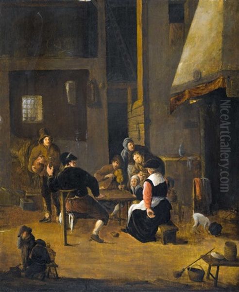 Schenkeninterieur Mit Heiterer Gesellschaft Oil Painting by Cornelis Beelt