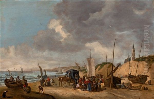 Coastal Landscape Of Scheveningen Oil Painting by Cornelis Beelt